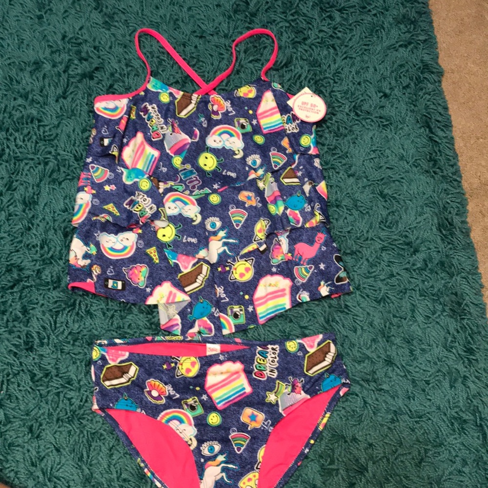 NWT Justice Bathing Suit Tankini Size 16 Girls